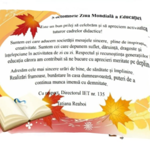 5 Octombrie- Ziua Mondială a Educației